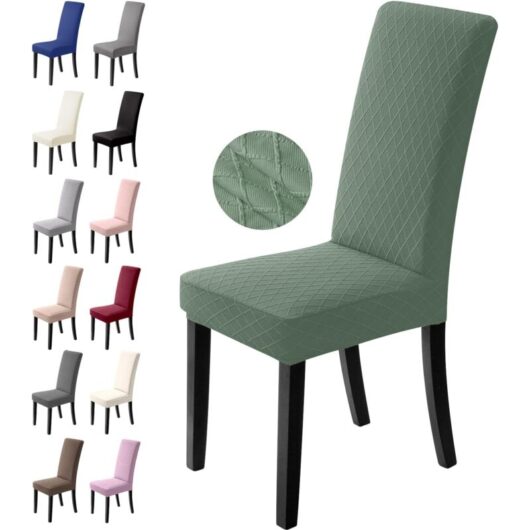 Tinor - Chair Cover, 4 Pieces Chair Covers, Stretch Dining Chair Cover, Universal Washable Removable Slipcover (Green)