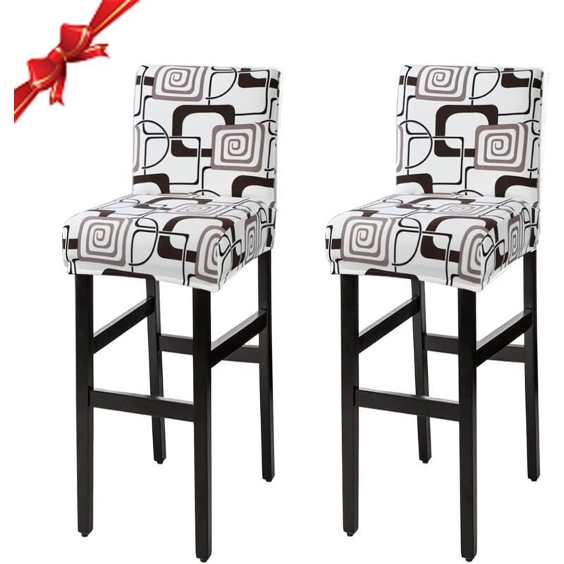 Tinor - Chair Cover, Universal Washable Bar Dining Chair Cover, Bar Stool Covers with Backrest, Chair Slipcover(Set of 2)
