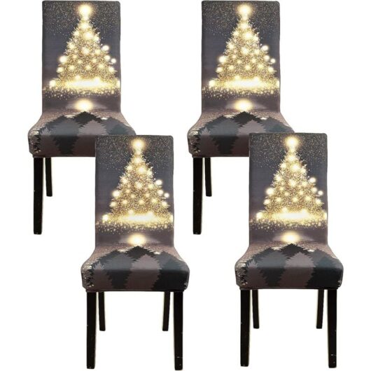 Tinor - Chair Covers, Dining Room, Universal Chair Covers, for Christmas Decoration, Wedding Hotel Christmas Party(4pcs)