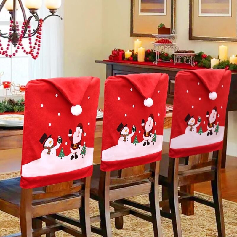 Tinor - Christmas Chair Cover,Universal Chair Cover,Christmas Chair Back Covers,Santa Hat Shape Christmas Chair(6pcs)
