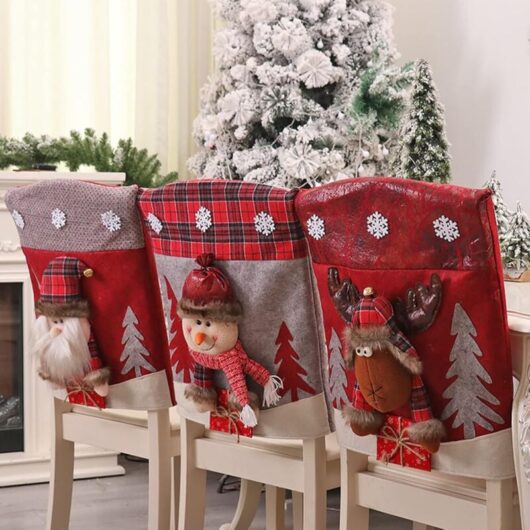 Tinor - Christmas Chair Covers, 3D Creative Snowman Santa Claus Reindeer Christmas Chair Covers for Kitchen Dining Room(3PCS)