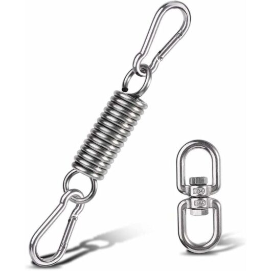 Tinor - Hammock Hanging Kit, Spring for Hammock Chairs with Carabiners and Rotating Ring, Hammock Chair Accessory, for Porch Chairs Hanging Swings