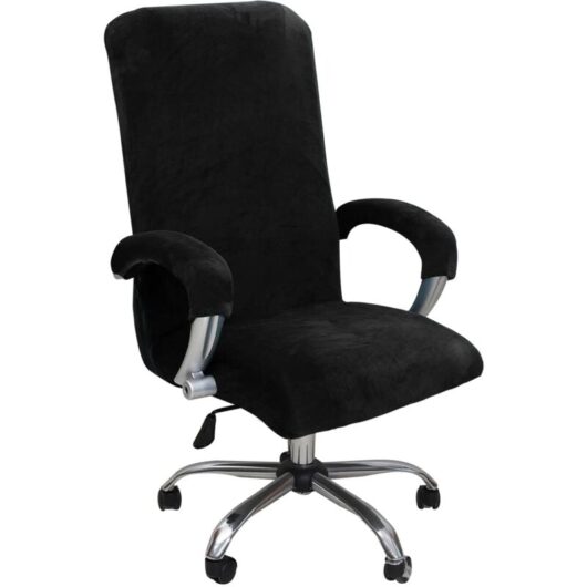 Tinor - Office Chair Cover with Armrest Plush Velvet Solid Color, Removable and Durable Elastic Fabric Chair Cover for Rotating Office Chair,