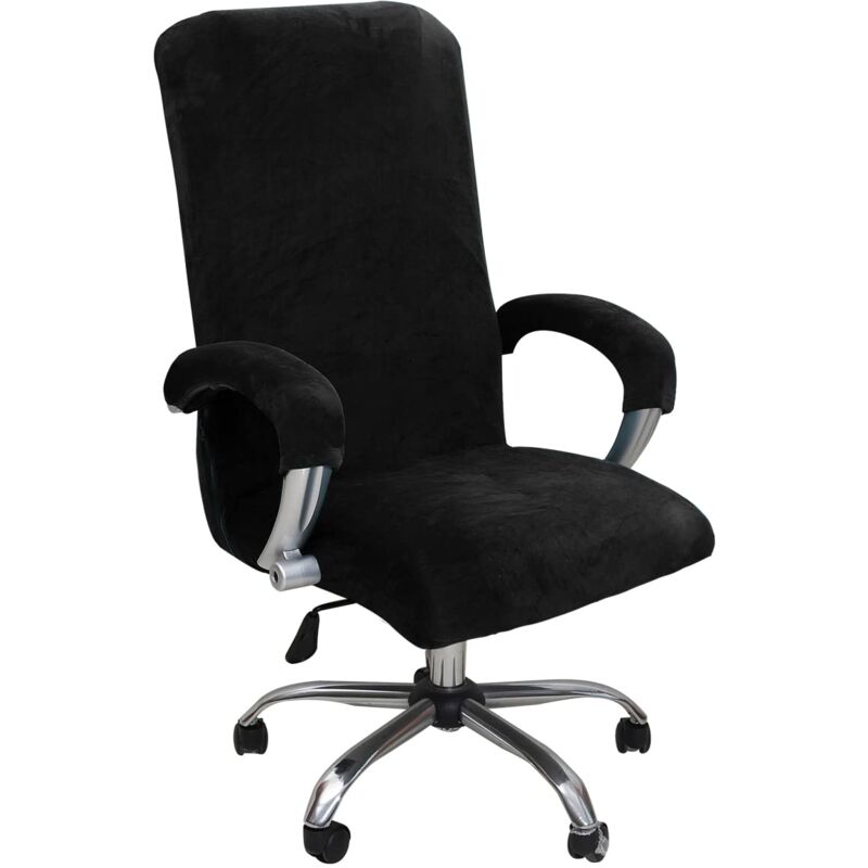 Tinor - Office Chair Cover with Armrest Plush Velvet Solid Color, Removable and Durable Elastic Fabric Chair Cover for Rotating Office Chair,