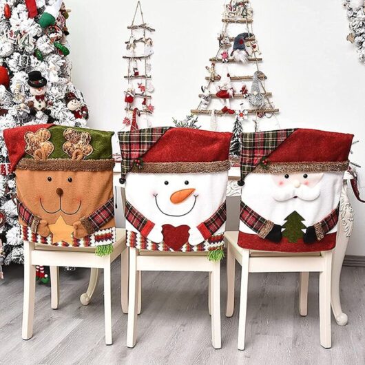 Tinor - Pack Christmas Chair Back Covers for Dining Room Santa Snowman Reindeer Xmas Party Decoration(54 x 48cm)
