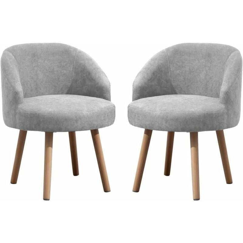 Tub Chairs Set of 2, Linen Fabric Armchair for Living Room, Lounge Sofa Chair Occasional Chair for Reception Bedroom (Light Grey)