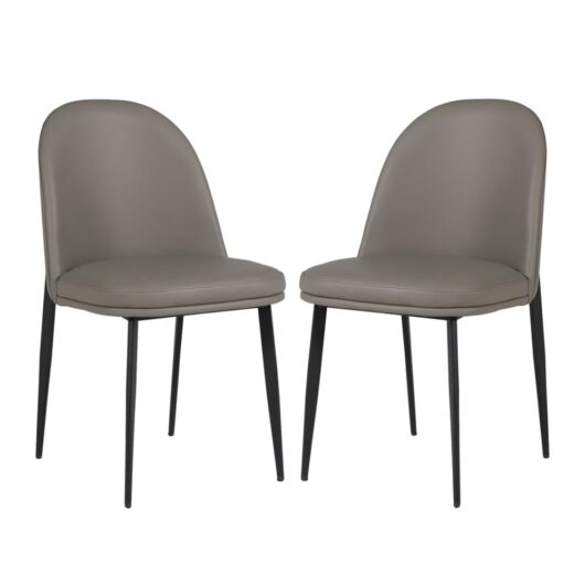 Vacaville Grey Faux Leather Dining Chairs In Pair