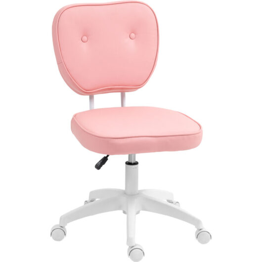 Vanity Task Chair with Adjustable Height, Armless, Pink - Vinsetto