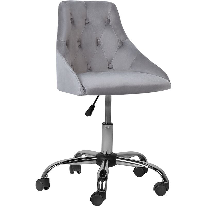 Velvet Office Chair Tufted Upholstery Adjustable Height Chrome Grey Parrish