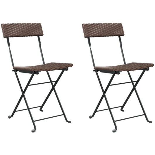 Vidaxl - Folding Bistro Chairs 2 pcs Brown Poly Rattan and Steel