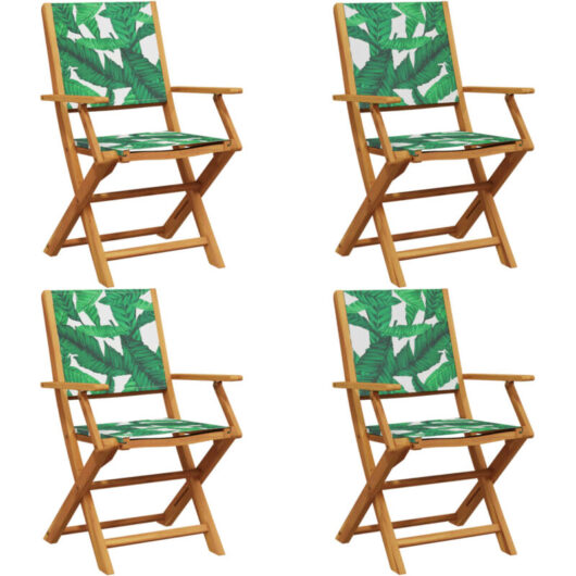 Vidaxl - Folding Garden Chairs 4 pcs Green Fabric and Solid Wood
