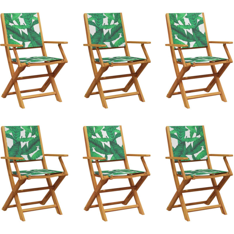 Vidaxl - Folding Garden Chairs 6 pcs Green Fabric and Solid Wood