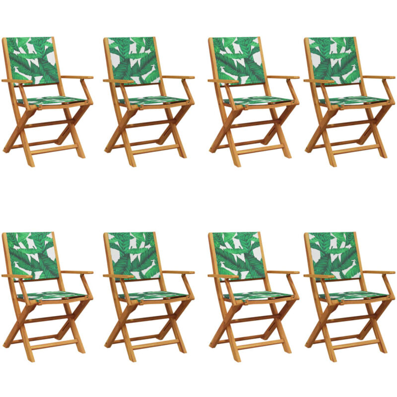 Vidaxl - Folding Garden Chairs 8 pcs Green Fabric and Solid Wood
