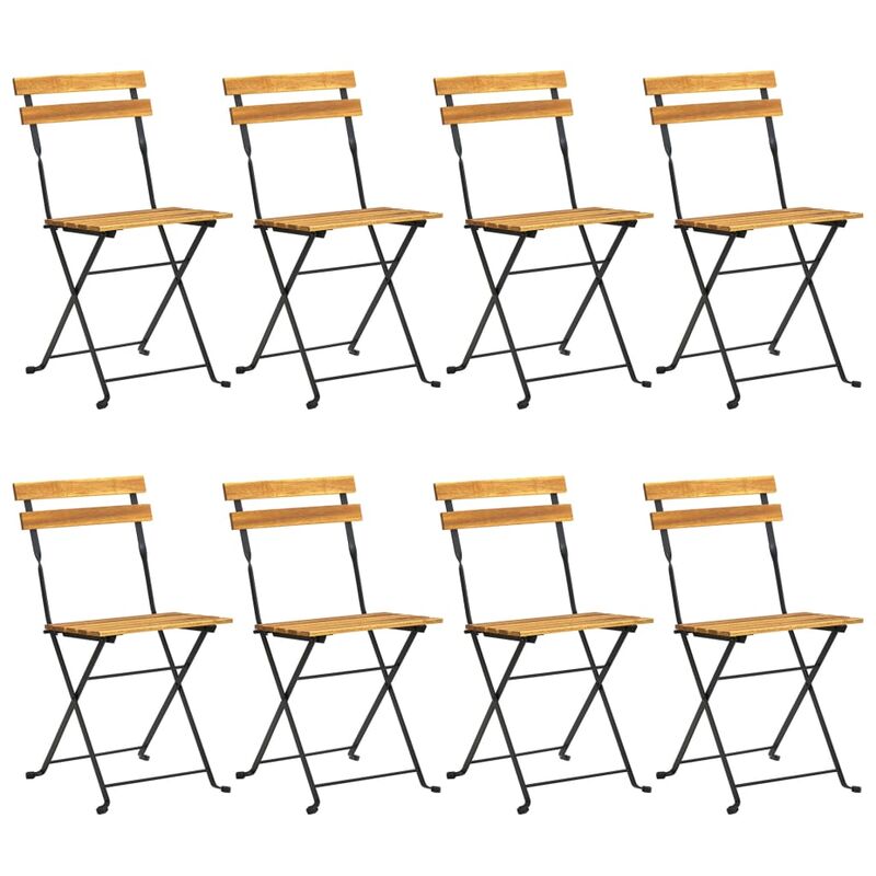 Vidaxl - Folding Garden Chairs 8 pcs Steel and Solid Wood Acacia