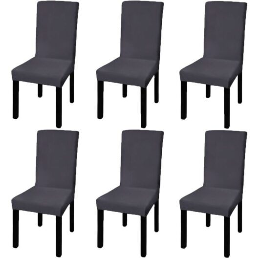 Vidaxl - Straight Stretchable Chair Cover 6 pcs Anthracite