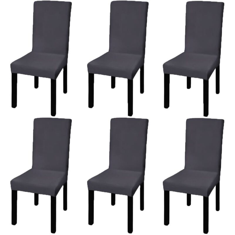 Vidaxl - Straight Stretchable Chair Cover 6 pcs Anthracite