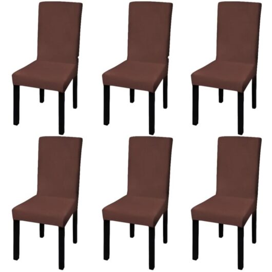 Vidaxl - Straight Stretchable Chair Cover 6 pcs Brown