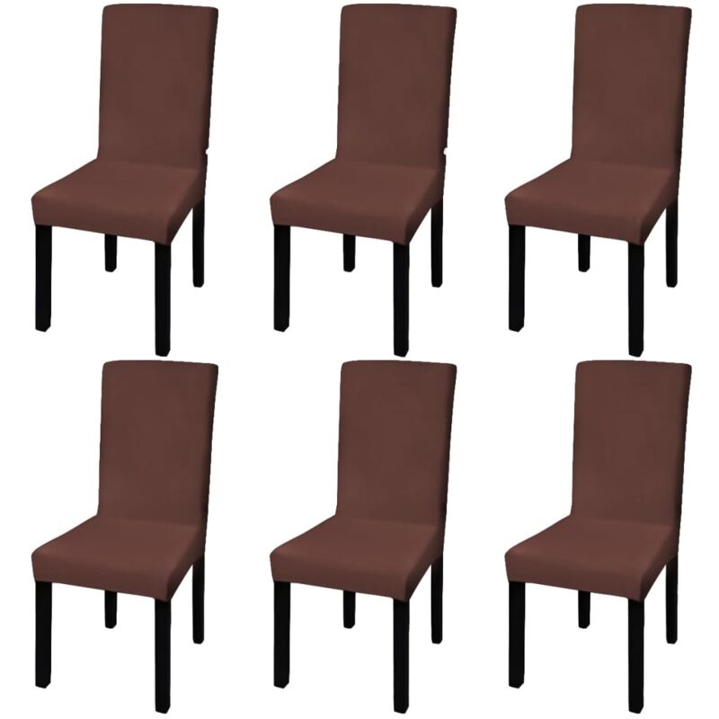 Vidaxl - Straight Stretchable Chair Cover 6 pcs Brown
