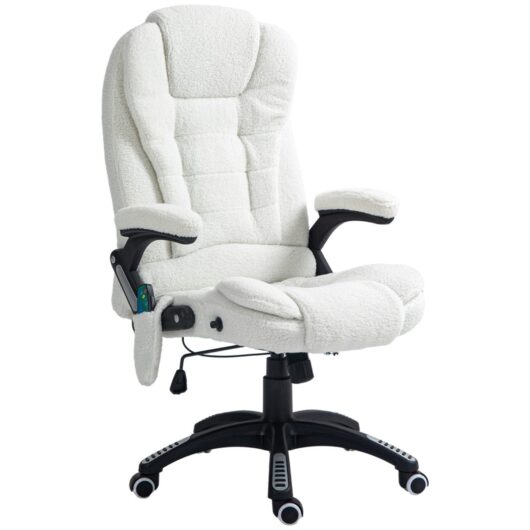 Vinsetto Boucle Six-Point Massage Office Chair White, none