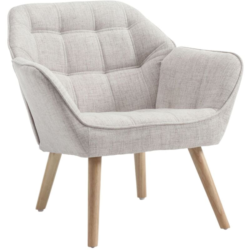 Wahson Office Chairs - Accent Chair Upholstered in Linen Armchair Comfortable Padded Modern Occasional Tub Chair with Wood Legs for Bedroom Living