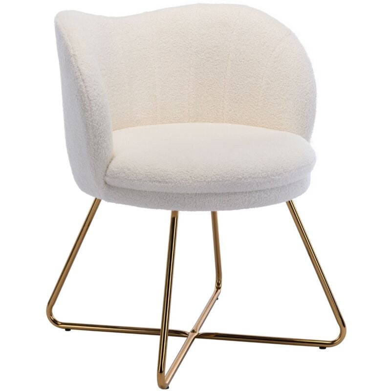 Wahson Office Chairs - Accent Chair in Faux Fur Modern Occasional Tub Chair Comfty Cocktail Armchair with Scalloped Backrest for Bedroom Living Room,