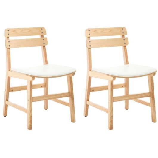 Wahson Office Chairs - Dining Chairs Set of 2 Upholstered in pu Leather Simple Rustic Side Chairs with Wood Frame for Kitchen Living Room, Natural