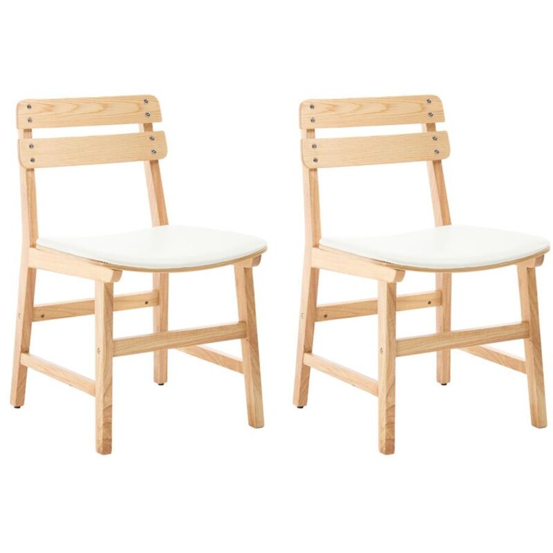 Wahson Office Chairs - Dining Chairs Set of 2 Upholstered in pu Leather Simple Rustic Side Chairs with Wood Frame for Kitchen Living Room, Natural