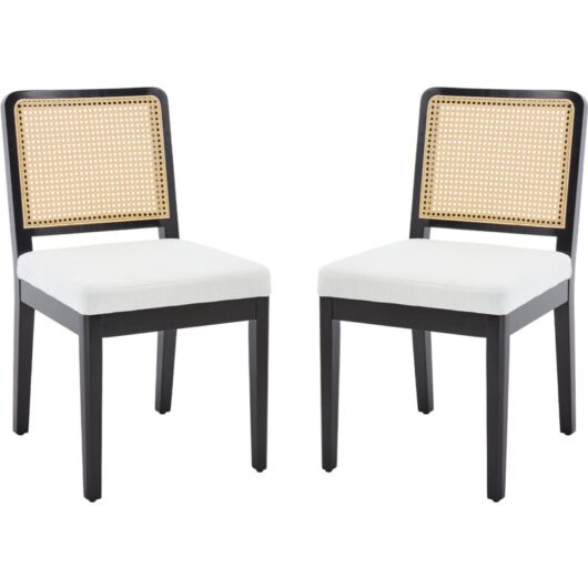 Wahson Office Chairs - Dining Chairs Set of 2 in Linen Upholstered Side Chairs Mid-Century Rustic Chairs with Wood Legs for Kitchen Restaurant,