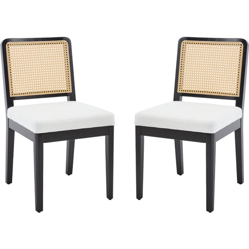 Wahson Office Chairs - Dining Chairs Set of 2 in Linen Upholstered Side Chairs Mid-Century Rustic Chairs with Wood Legs for Kitchen Restaurant,