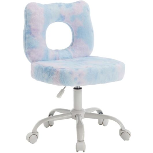 Wahson Office Chairs - Kids Desk Chair in Faux Fur Computer Chair with Backrest Swivel Chair Children Task Chair Height Adjustable for Girls Boys