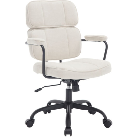 Wahson Office Chairs - Office Chair in Chenille Swivel Desk Computer Chair Height Adjustable Modern Task Chair for Home Office Bedroom, Beige, Wahson
