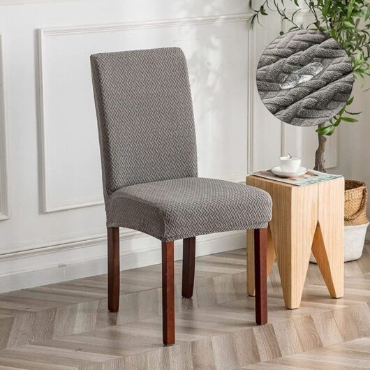Waterproof Jacquard Long Plaid Chair Cover - Grey, Modern Durable Universal Chair Cover for Home Restaurant Banquet Kitchen Decoration