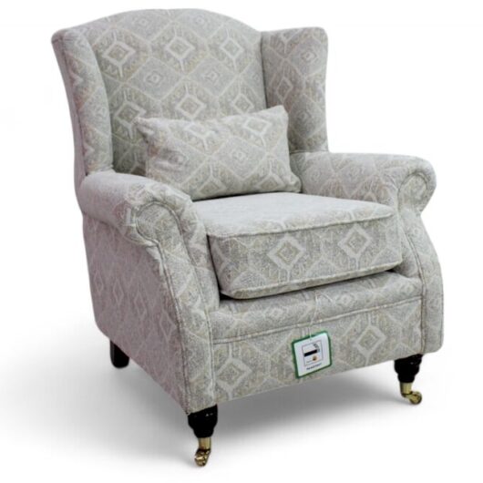Wing Chair Fireside High Back Armchair Capella Oatmeal Fabric