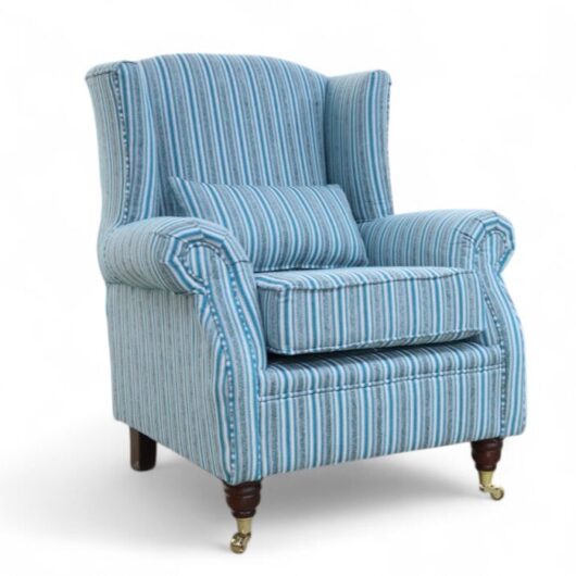 Wing Chair Fireside High Back Armchair Estell Jade Stripe