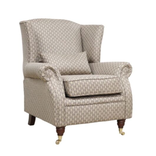 Wing Chair Fireside High Back Armchair Gucci All Over Inspired Fabric