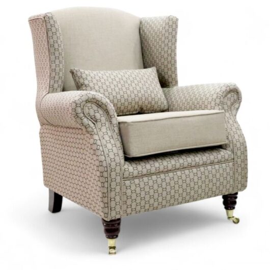 Wing Chair Fireside High Back Armchair Gucci Inspired Fabric