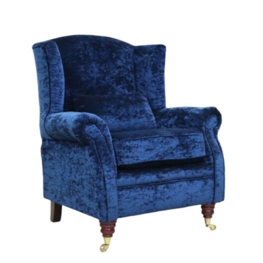 Wing Chair Fireside High Back Armchair Modena Deft Blue Velvet | DesignerSofas4U