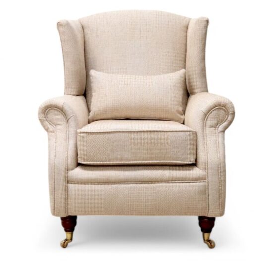 Wing Chair Fireside High Back Armchair Symphony Barley Fabric