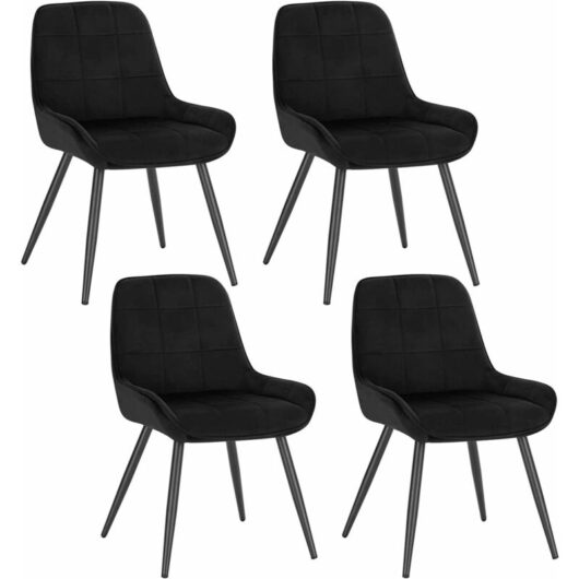 Woltu - set of 4 Dining Chairs. Relaxing Chairs Velvet. Chairs for Bedroom. Living Room. Dining Room and Kitchen. Ergonomic Chairs with Backrest.