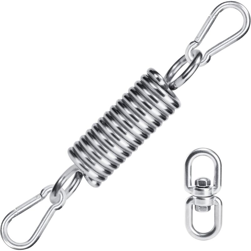 Yozhiqu - 3 Pack Hammock Spring Hook and 1 360° Rotating Ring, 304 Stainless Steel Hanging Chair Spring, Outdoor Chair Swing Accessories, Spring Hook