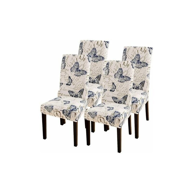 moon-4 Dining Chair Slipcover Stretch Universal Chair Cover Printed Non-Slip Chair Cover for Home Hotel Decor Butterflies
