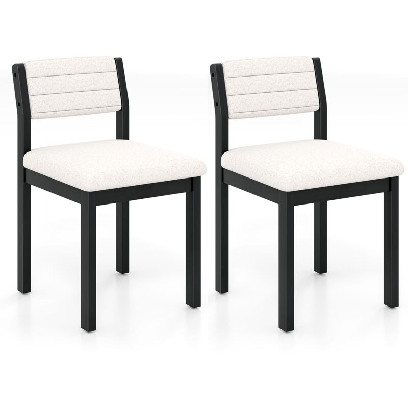 2 Pcs Imitation Lamb Fleece Home Chair Modern Dining Chairs-White - Costway