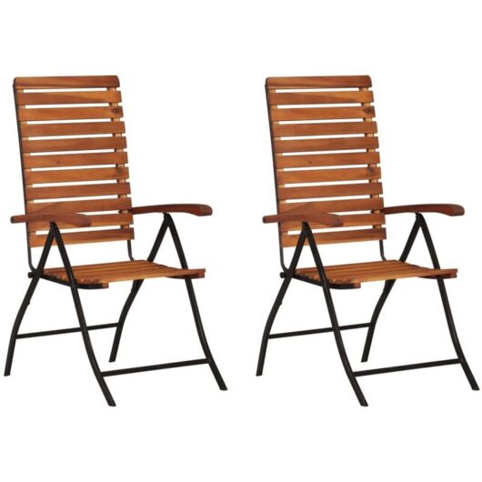 2 pcs Reclining Garden Chairs Solid Acacia Wood Vidaxl