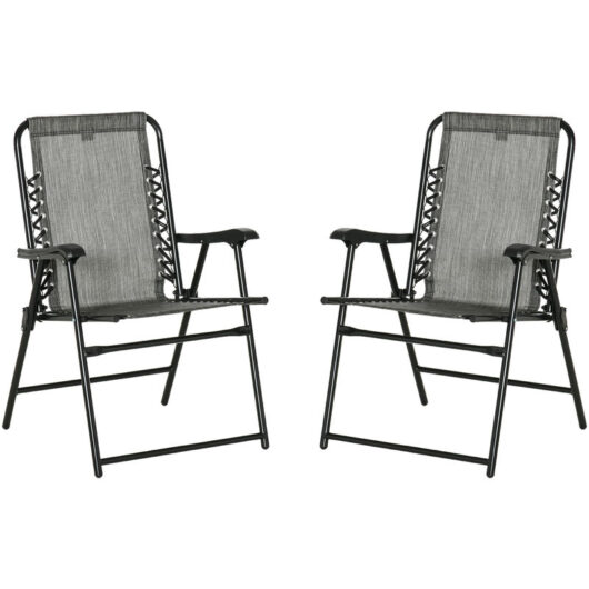 2Pcs Outdoor Patio Folding Chairs, Portable Garden Loungers Grey - Outsunny