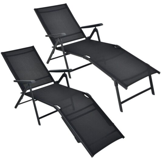 2Pcs Patio Foldable Chaise Lounge Chair Outdoor Portable Reclining Chair - Costway