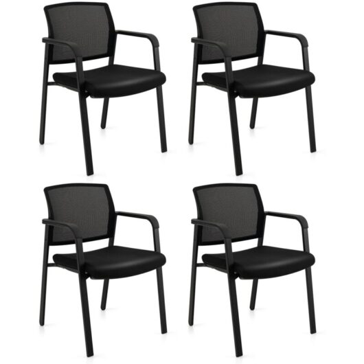 4Pcs Meeting Waiting Room Office Chairs Stackable Office Mesh Chairs - Costway