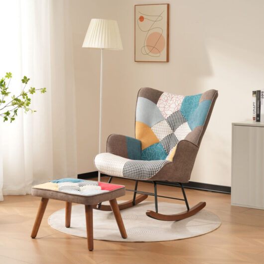 Abrihome - Rocking Chairs, Leisure Chairs, Front and Rear Rocking Chairs with Splicing, Living Room Chairs, Leisure Chairs with Footrest
