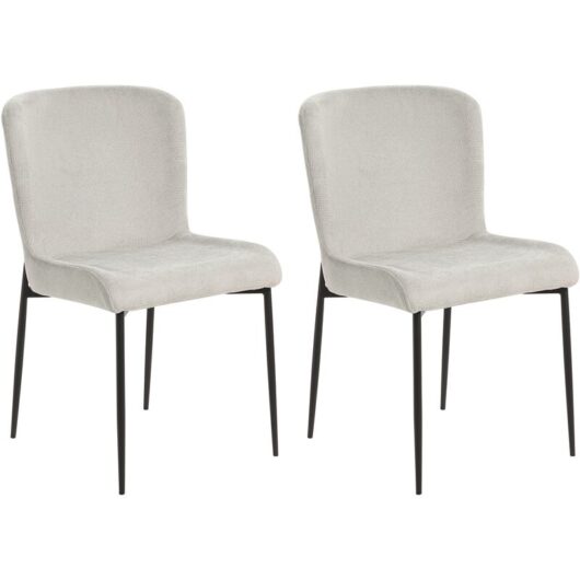 Beliani - Set of 2 Fabric Dining Chairs Black Polyester Knitted Texture Light Grey Ada