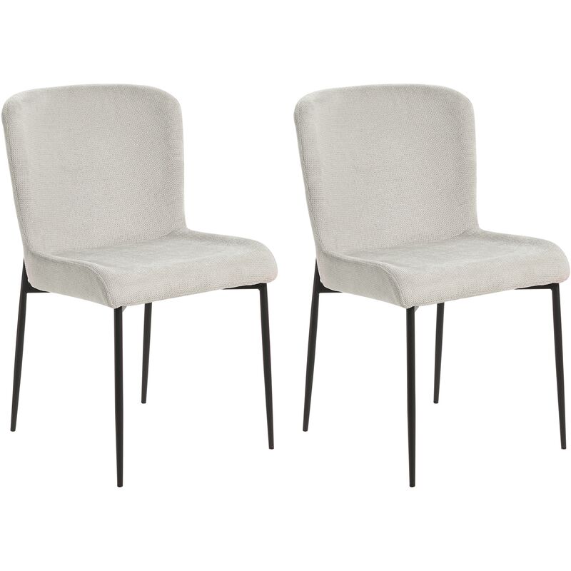Beliani - Set of 2 Fabric Dining Chairs Black Polyester Knitted Texture Light Grey Ada