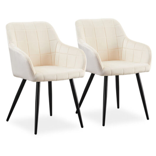 Clipop - Dining Chairs 2X Velvet Upholstered Kitchen Counter Chair Cream